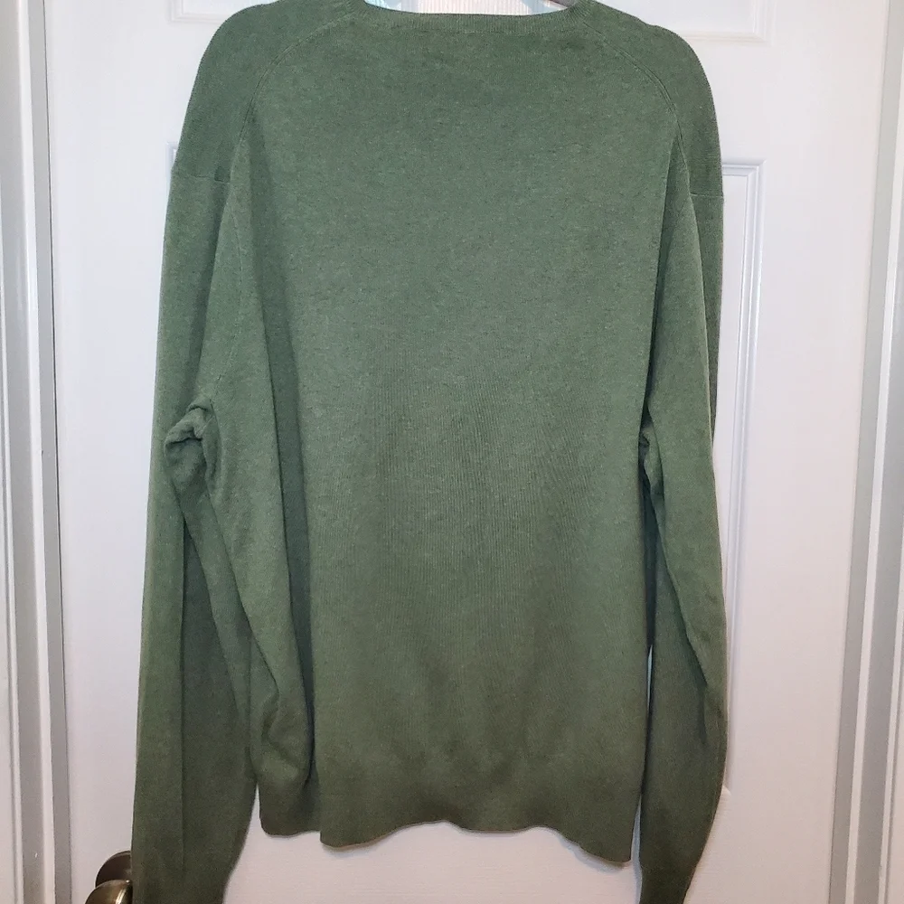 Polo Ralph Lauren 100% Pima Cotton Olive Green V-Neck Pullover Sweater Sz XXL